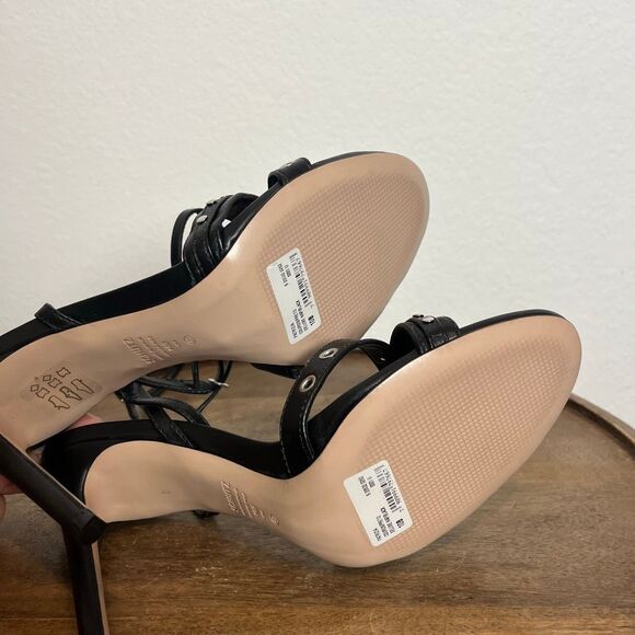 Schutz Patrizia Black Nappa Leather Stiletto Heeled Sandals Women's Size 10 - Picture 5 of 7